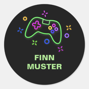 Namensaufkleber - Spielecontroller Classic Round Sticker