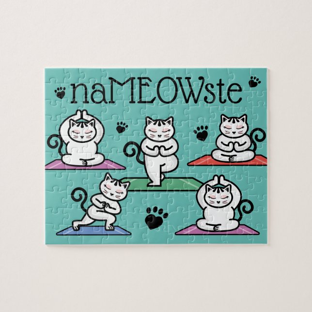 NaMEOWste Cute Cats in Yoga Meditating Poses Jigsaw Puzzle (Horizontal)