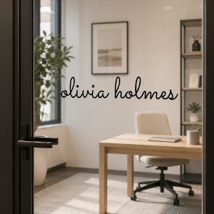 Nameplate Window Cling Script Name Office Door