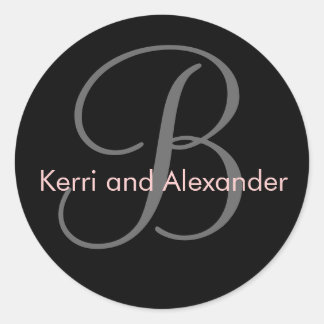 Names and Initial Monogram B Sticker Black & Pink