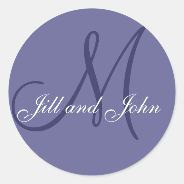 Names and Initial Monogram Sticker Blue Mauve (Front)