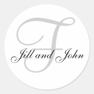 Names and Initial Monogram Sticker White and Black