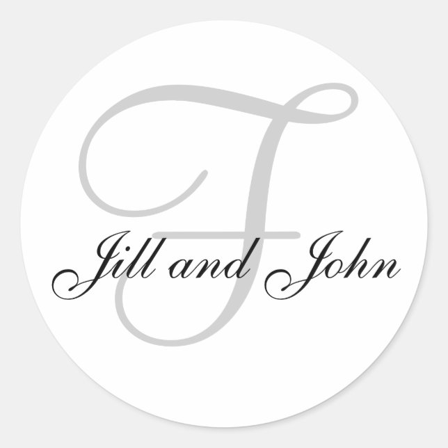 Names and Initial Monogram Sticker White and Black (Front)