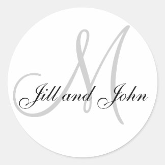 Names and Initial Monogram Sticker White and Black