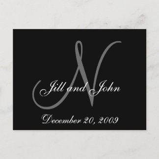 Names and Initial Monogram Wedding Announcement Postcard