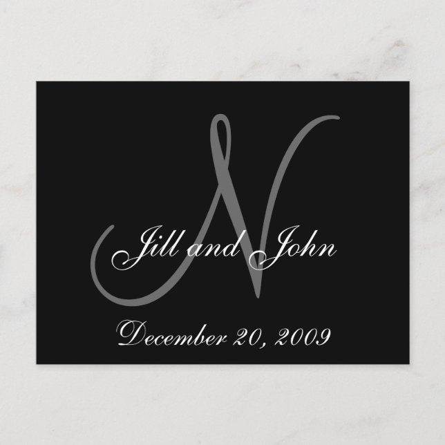 Names and Initial Monogram Wedding Announcement Postcard (Front)