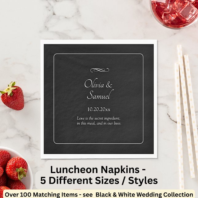 Names Date Message Black White Infinity Luncheon Napkin (Creator Uploaded)