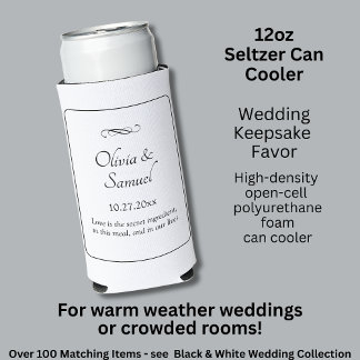 Names Date Message Black White Infinity Seltzer Can Cooler