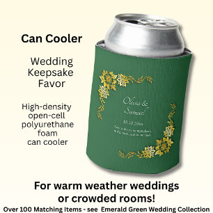 Names Date Message Emerald Green & Gold Can Cooler