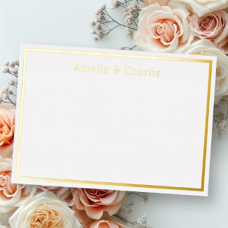 Names elegant silver gold real foil note card