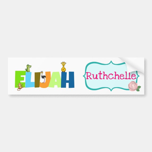 NAMES: Elijah & Ruthchelle sign/sticker Bumper Sticker (Front)