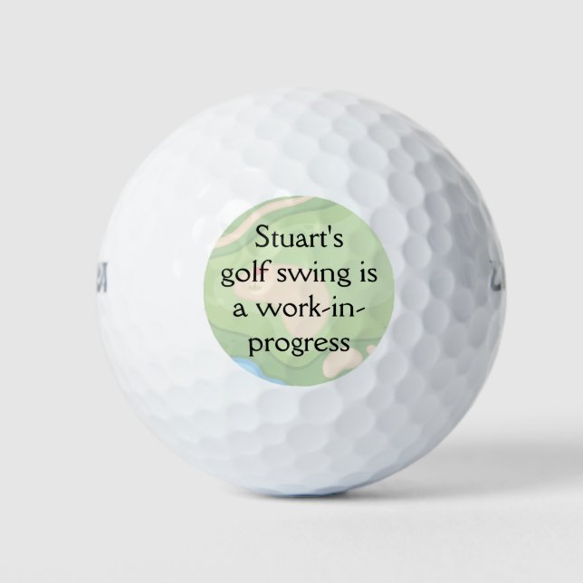 Name's golf swing is a work-in-progress, funny  balls (Front)