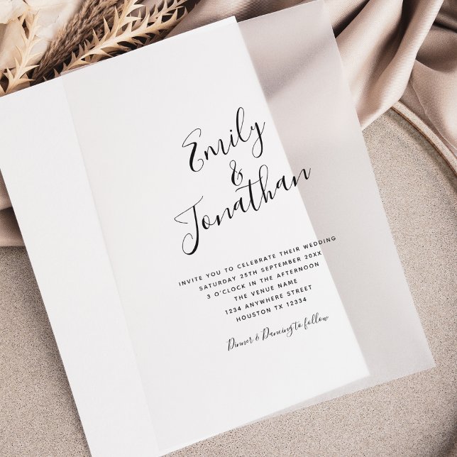 Names in Calligraphy Script Wedding Vellum Invitations (Creator Uploaded)