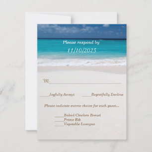 Names in Hearts on the Sand Wedding RSVP Card