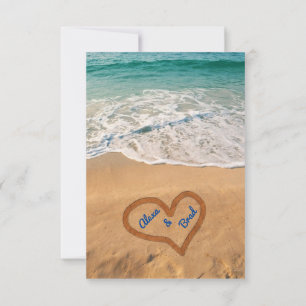 Names in the Sand Beach Wedding Invitation RSVP