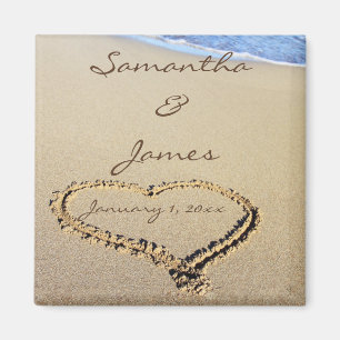 Names in the Sand Personal Wedding Magnet