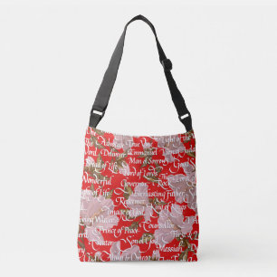 Names of Christ Calligraphy   Red   Crossbody Bag