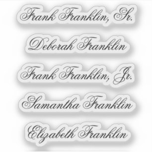 Names of Five Guests in Fancy Script Calligraphy