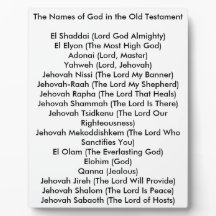 Names of God 8 x 10 Tabletop Photo Plaque