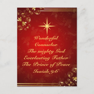 Names of God Bible Verse Isaiah 9:6, Christmas Holiday Postcard