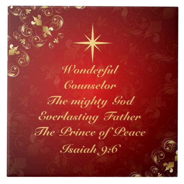 Names of God Bible Verse Isaiah 9:6, Christmas Tile (Front)