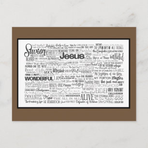 Names of God Brown White Postcard