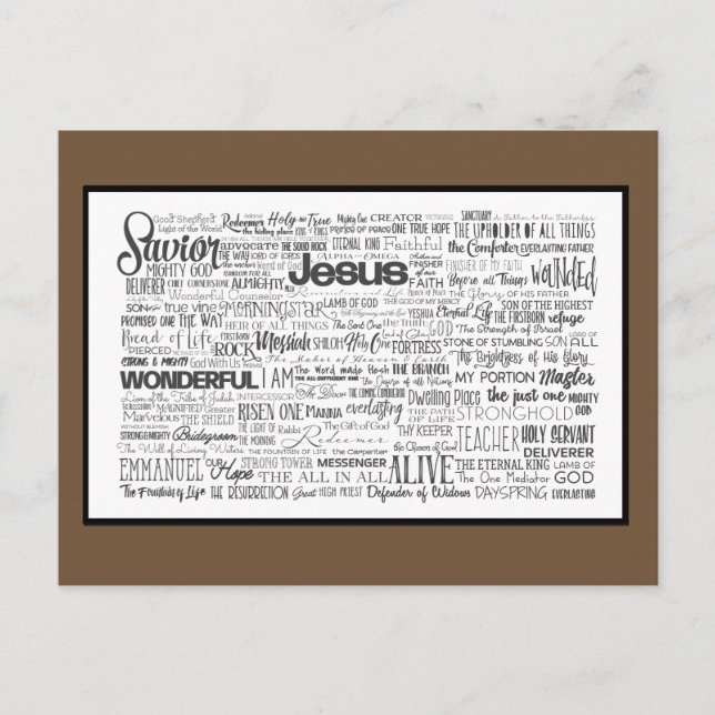 Names of God Brown White Postcard (Front)