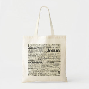 Names of God Christian Religious Text Typography Tote Bag