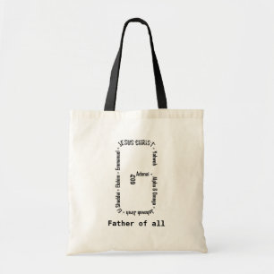 Names of God in G Shaped Text Minimalist Design Tote Bag