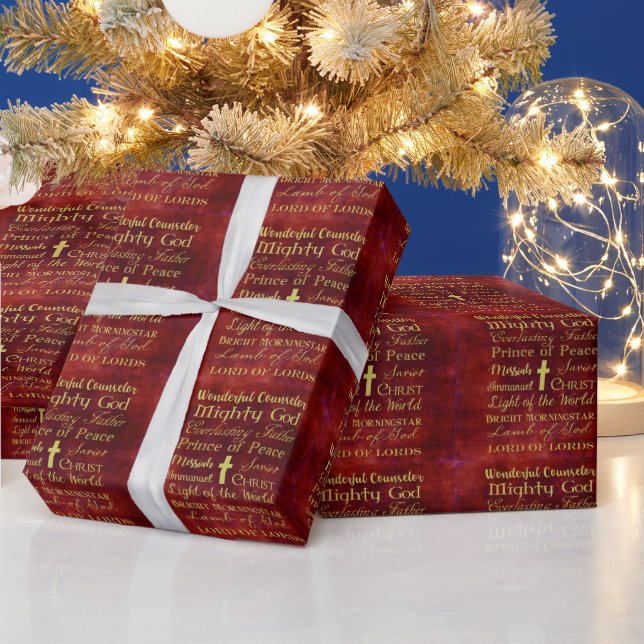 Names of Jesus Burgundy Wrapping Paper (Holidays)