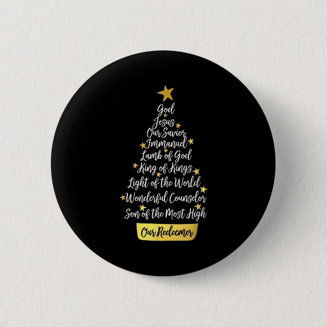 Names Of Jesus Christian Faith Christmas Tree  6 Cm Round Badge (Front)