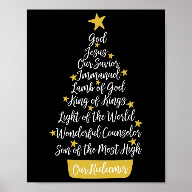 Names Of Jesus Christian Faith Christmas Tree Chri Poster (Front)