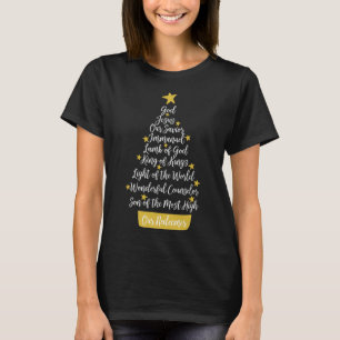 Names Of Jesus Christian Faith Christmas Tree Chri T-Shirt