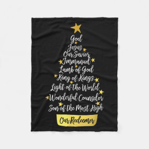 Names Of Jesus Christian Faith Christmas Tree Fleece Blanket