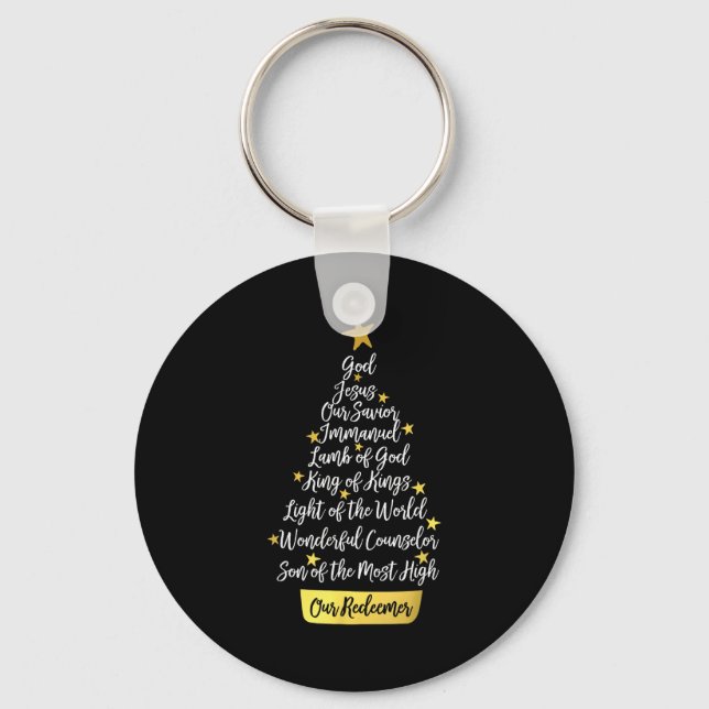 Names Of Jesus Christian Faith Christmas Tree  Key Ring (Front)