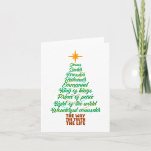 Names Of Jesus Christmas Tree Lights Christian Xma Card
