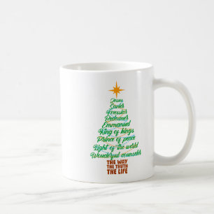 Names Of Jesus Christmas Tree Lights Christian Xma Coffee Mug