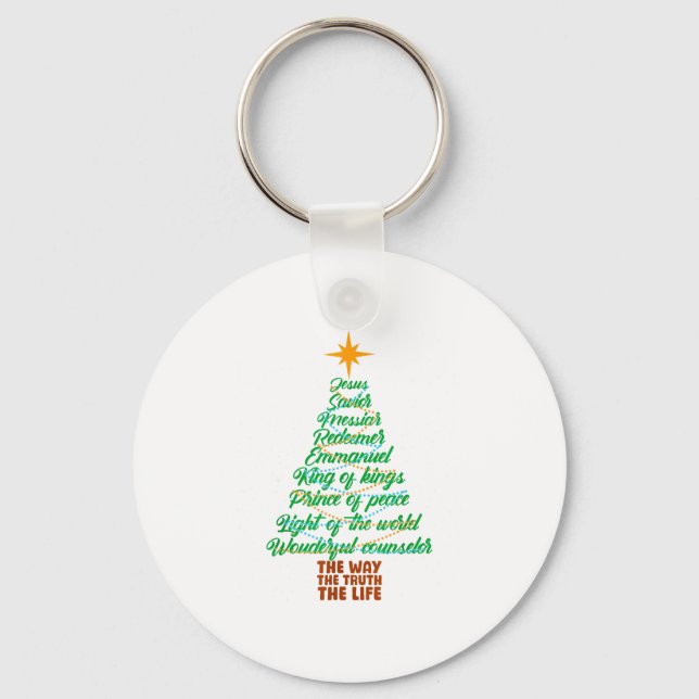 Names Of Jesus Christmas Tree Lights Christian Xma Key Ring (Front)