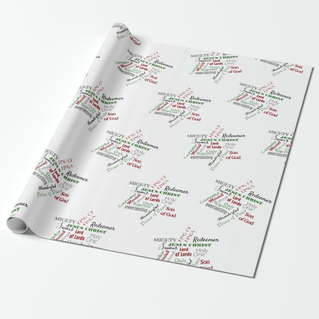 Names of Jesus Christmas Wrapping Paper GRGB (Unrolled)