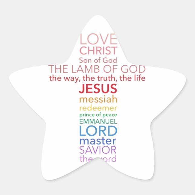 Names of Jesus Cross Star Sticker (Front)