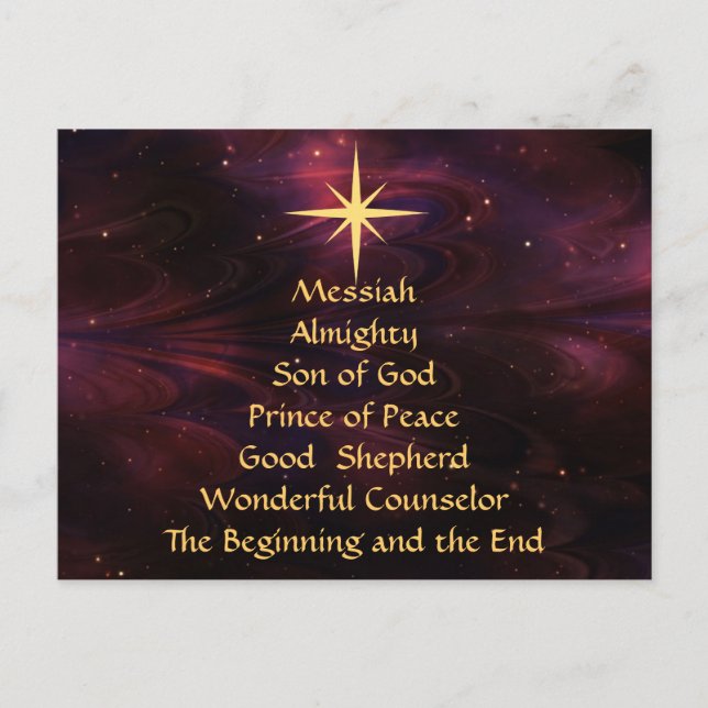 Names of Jesus - Customised  Christmas Postcard (Front)