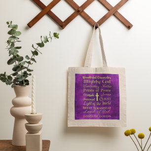 Names of Jesus Purple Tote Bag