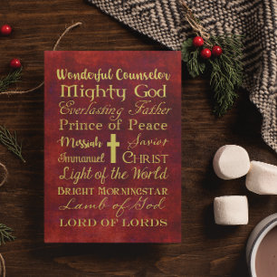Names of Jesus Red Personalised Christmas Card