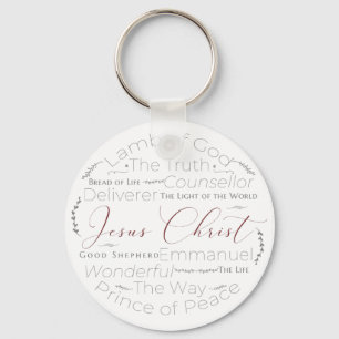Names of Jesus Script Typography Key Chain
