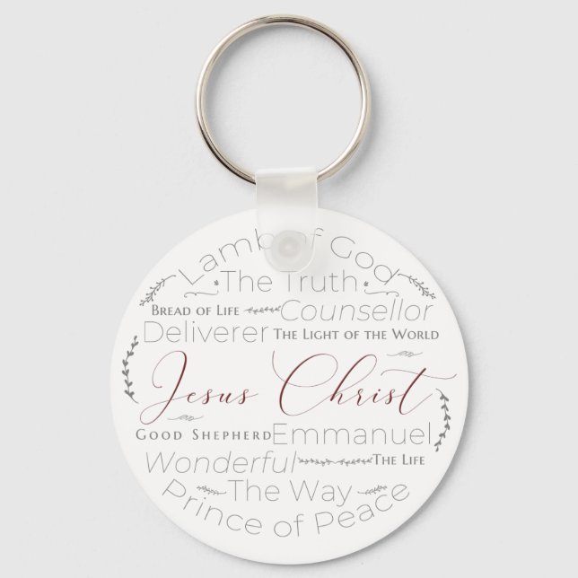 Names of Jesus Script Typography Key Chain (Front)