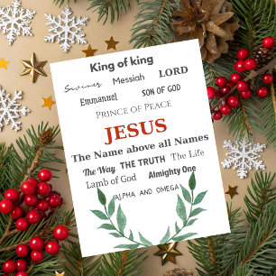 Names of Jesus Typography Christmas Greeting Card