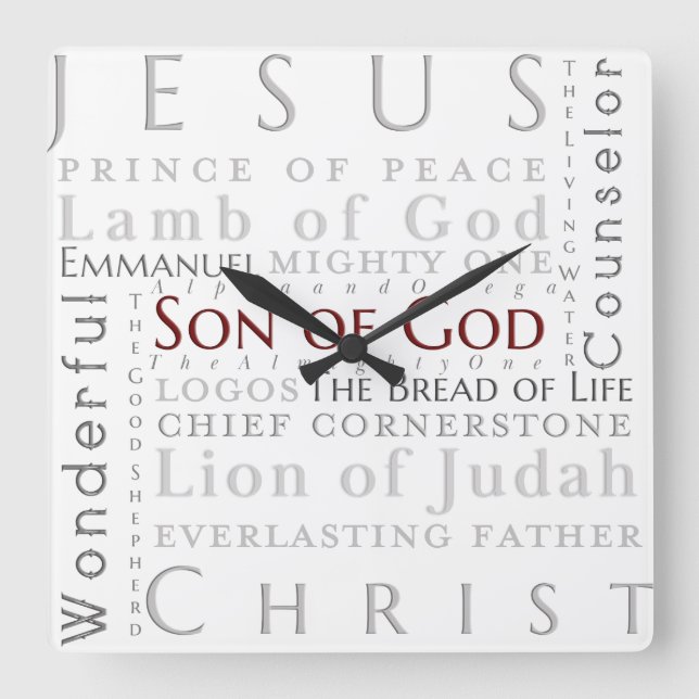 Names of Jesus Typography Clock (Front)