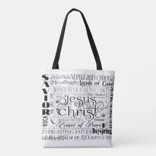 Names of Jesus Typography Tote Bag