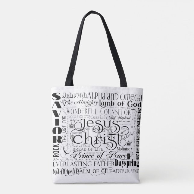 Names of Jesus Typography Tote Bag (Back)