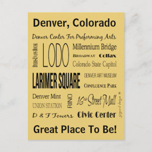 Names Of Places In Downtown Denver, CO Postcard